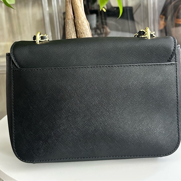 Tory Burch Black Leather Chain Shoulder Bag Saffiano Leather - Picture 2 of 8